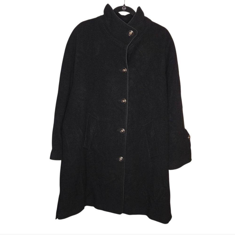 Dennis Basso Wool & Cashmere Blend Black Coat Jacket Size 1X